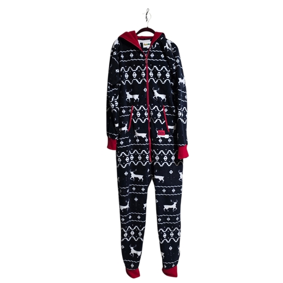 TIPSY ELVES BLUE REINDEER JUMPSUIT UNISEX SZ L - Picture 5 of 13